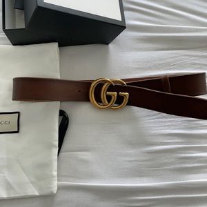 Gucci Leather Belt Double G Buckle